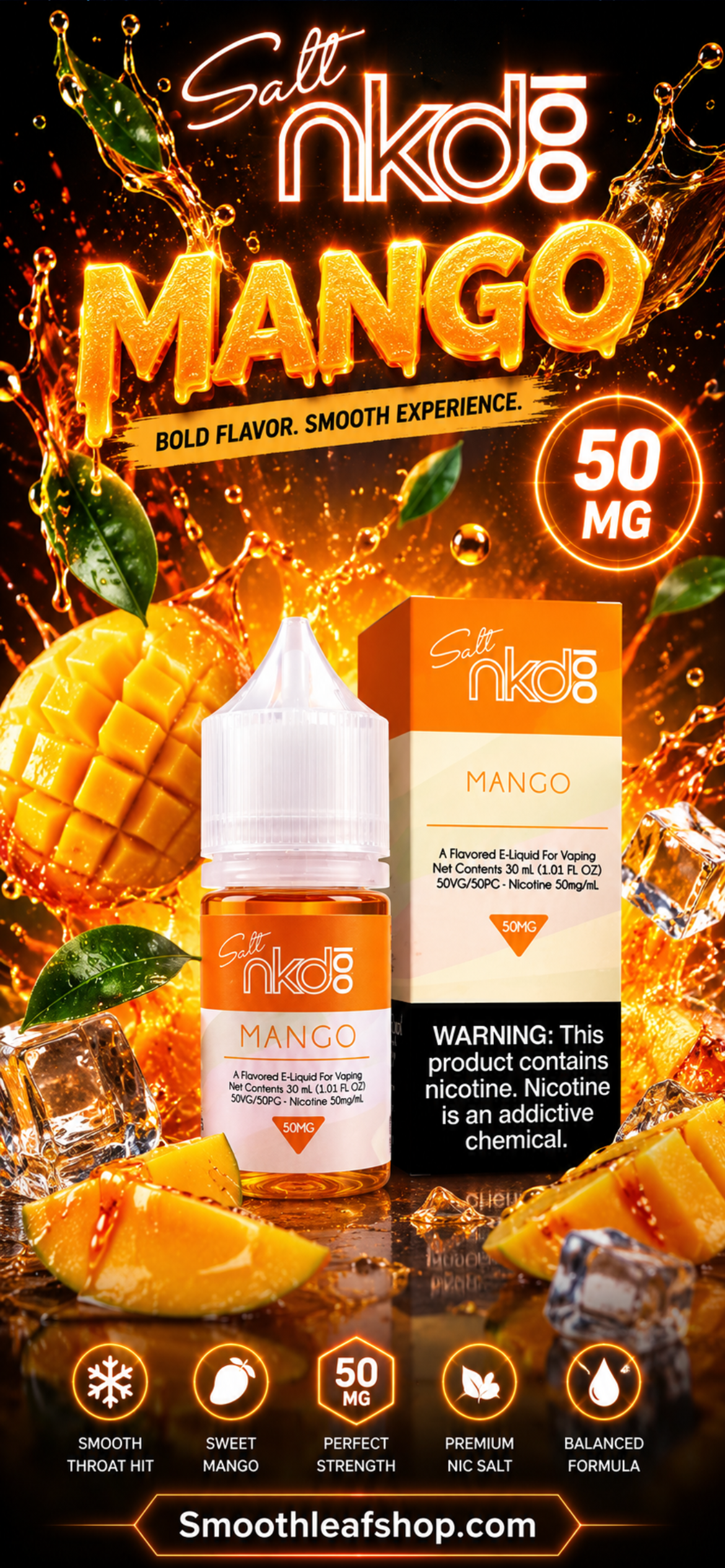 NKD 100 SALT NICOTINE BY NAKED 50MG  E-LIQUID 30ML