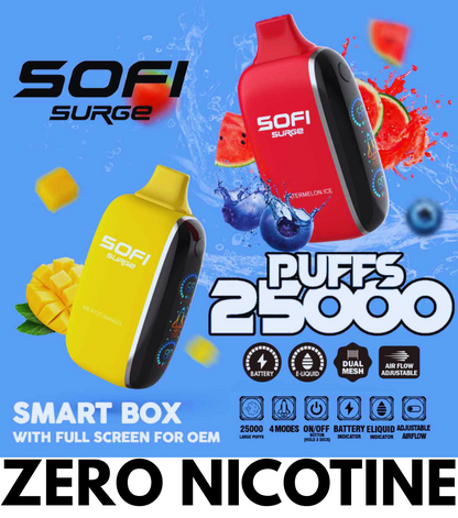SOFI SURGE 25000 Puffs Dual Mesh Zero Nicotine Disposable Rechargeable Vape